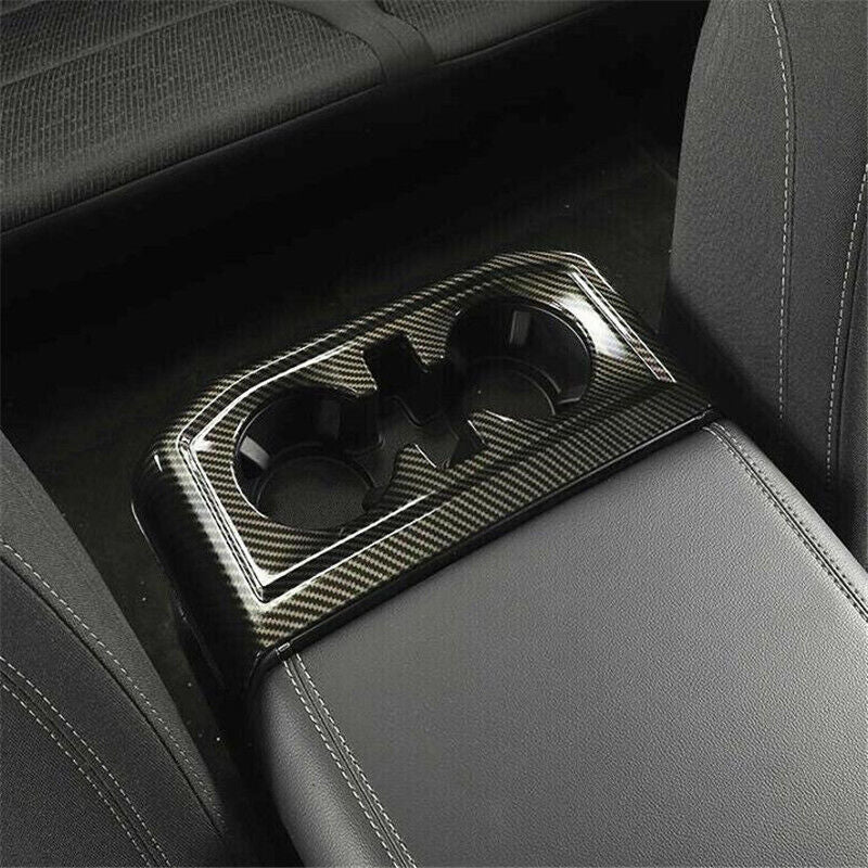 for Ford F-150 F150 2021 2022 Carbon Fiber Armrest Water Cup Holder Cover Trim