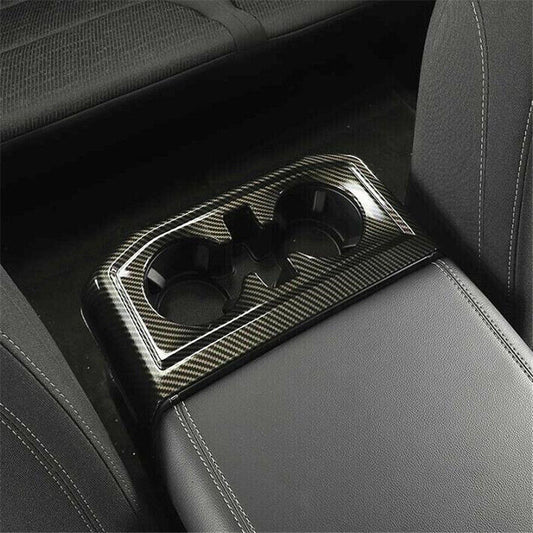 for Ford F-150 F150 2021 2022 Carbon Fiber Armrest Water Cup Holder Cover Trim