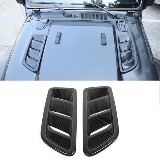Carbon Fiber ABS Engine Hood Vents Outlet Trim for Jeep for Wrangler JL JT 2018-2023