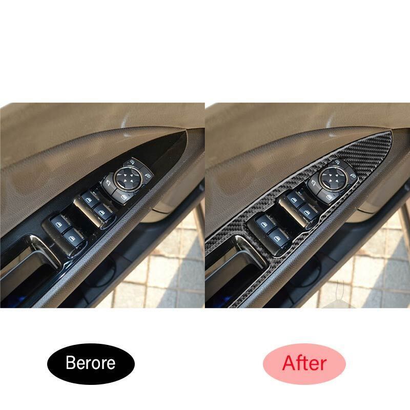 4-Piece Carbon Fiber Window Control Panel Cover Trim for Ford Fusion 2018-19
