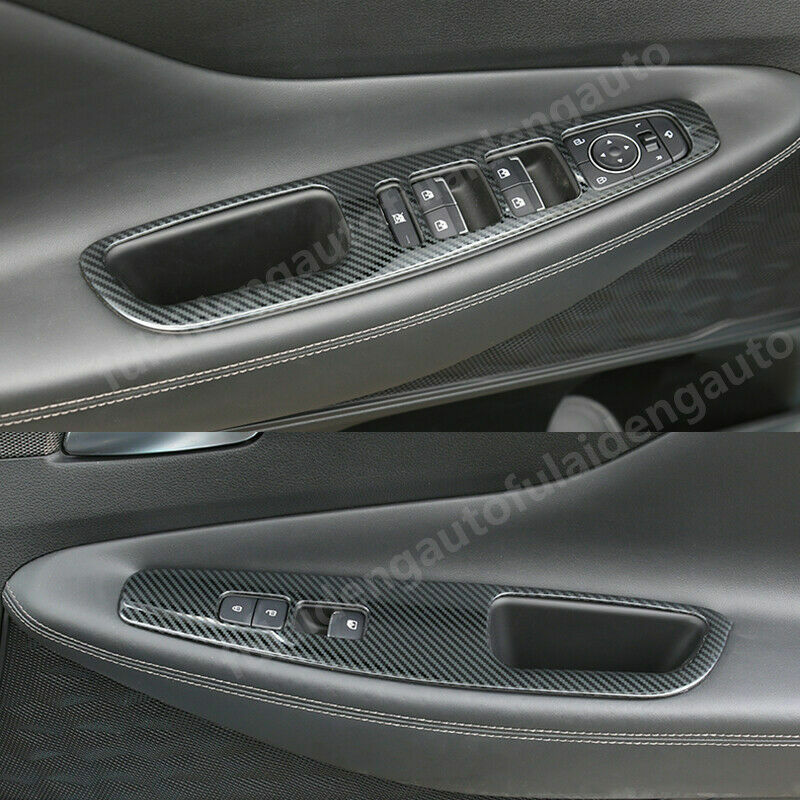 for Hyundai Santa Fe 2019-2021 Carbon Fiber Car Window Lifter Switch Panel Cover