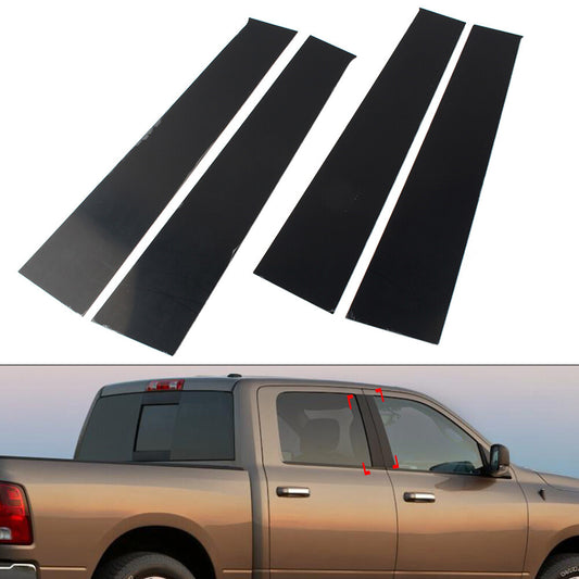 for Dodge for Ram 1500 2009-2018 4x Glossy Black Set Pillar Posts Door Window Trim