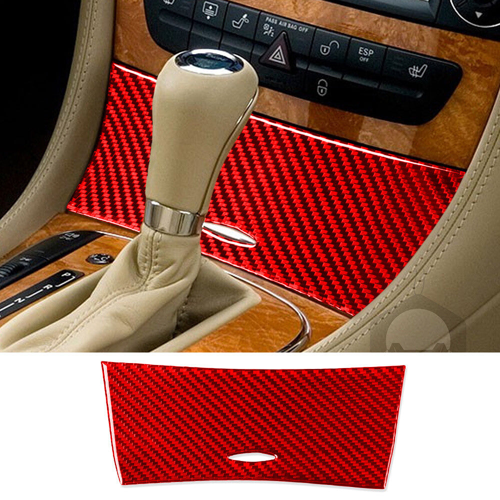 Red Carbon Fiber Center Storage Box Panel Trim for Benz CLS Class C219 2004-2009