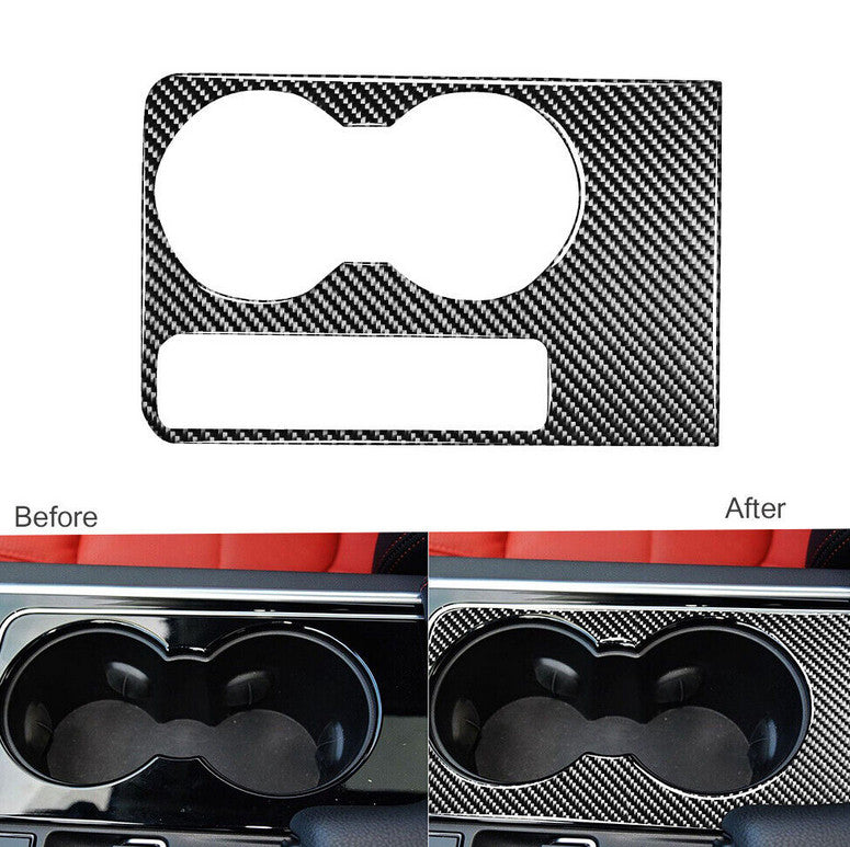 Car Water Cup Holder Panel Cover Trim Carbon Fiber For F-Pace XE XF 2016-2020