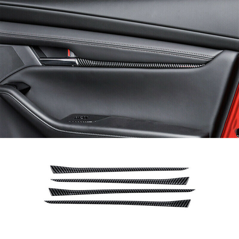 for Mazda 3 Axela 2019-2022 ABS Carbon Fiber Inner Door Panel Strip Cover Trim