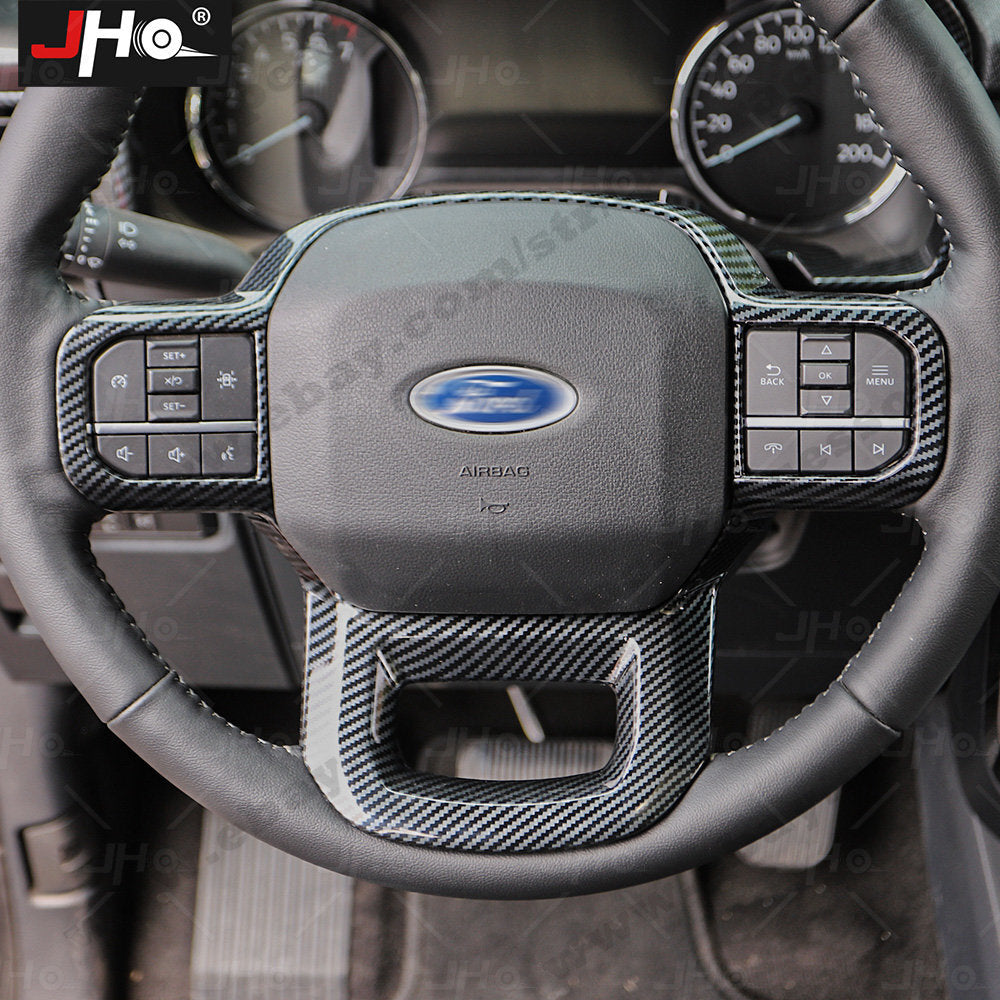 ABS Carbon Fiber Car Steering Wheel Cover Trims Frame for Ford F150 F-150 2021+