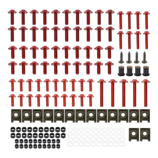 Motorcycle Fairing Bolt Kit Screws 177pcs Red Screws Nut Replacement M6 M5