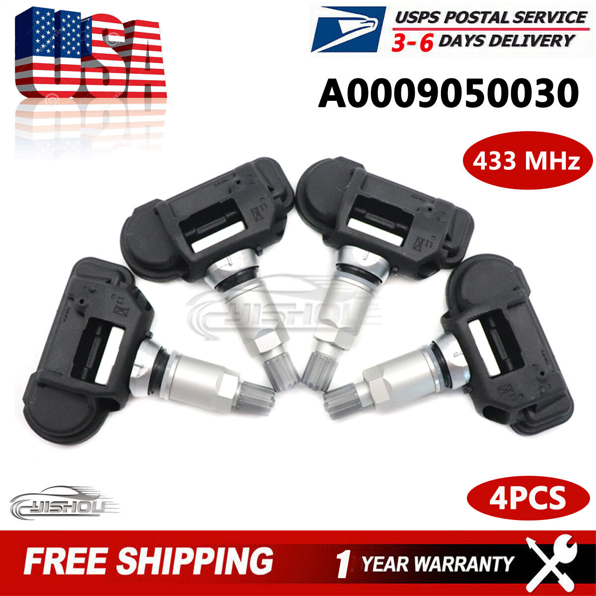 4X A0009050030 TPMS Tire Pressure Monitoring Sensor for Mercedes-Benz C350 C300