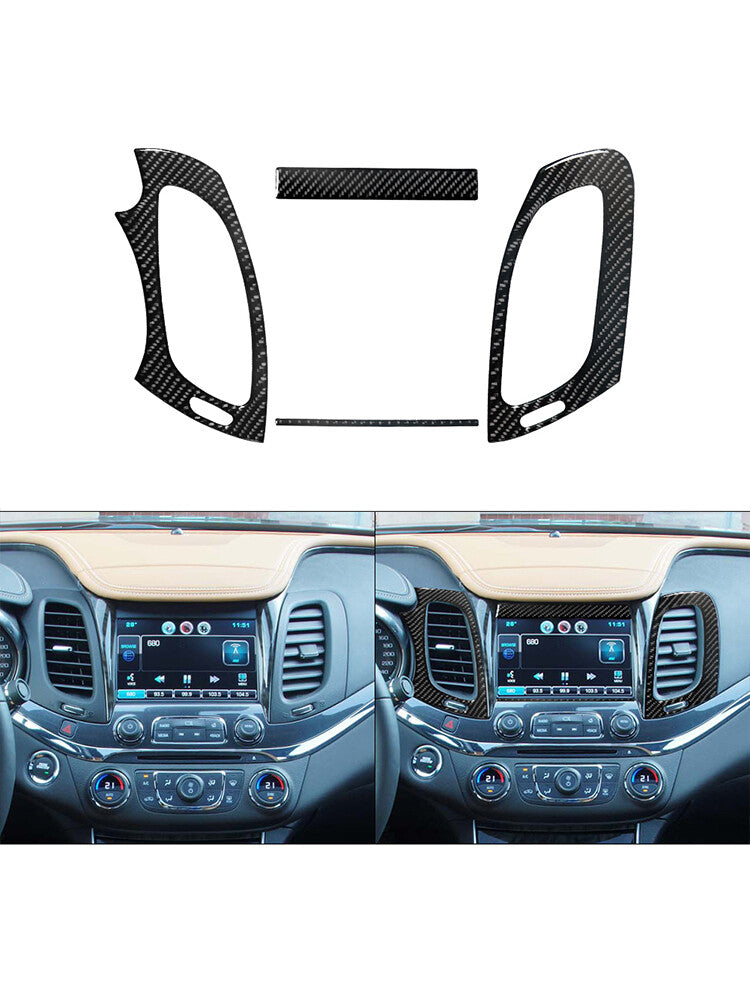 Left & Right Vents+Navigation Trim Strip Carbon Fiber for Chevy Impala 2014-2020