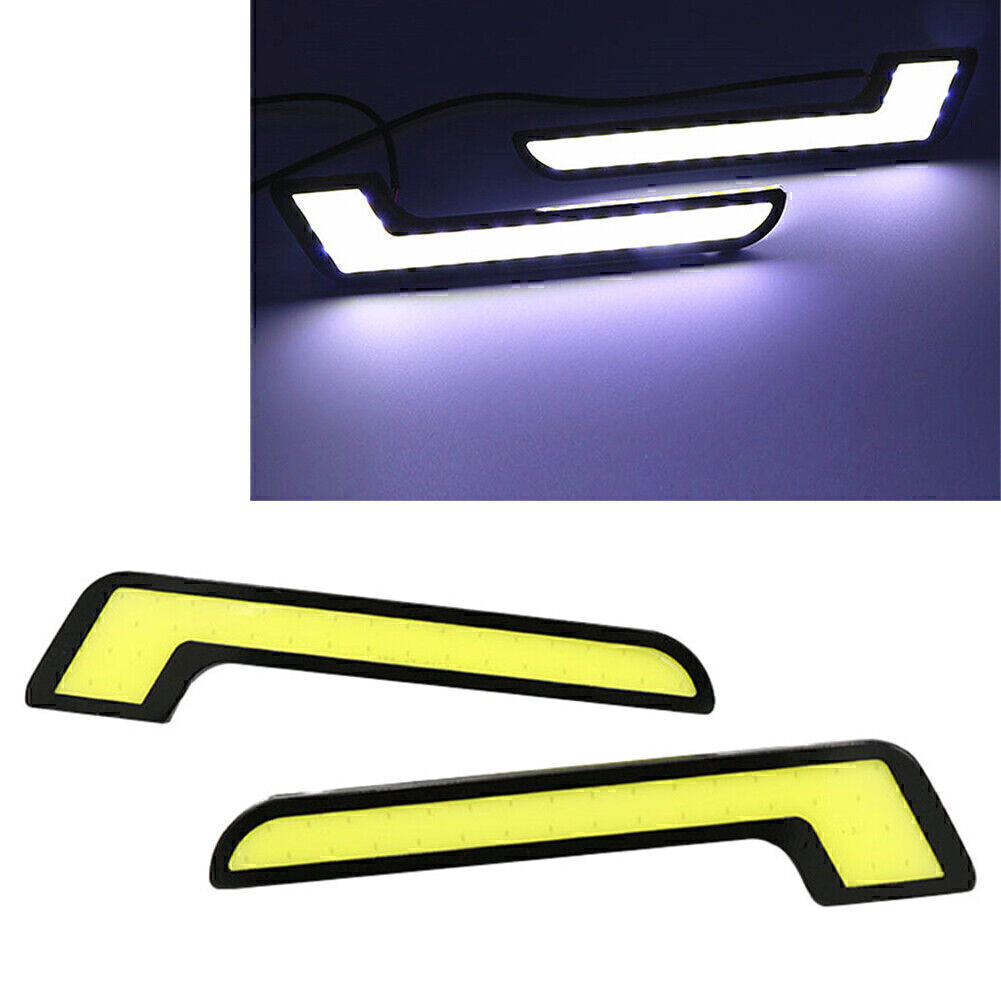 2pcs 12V L Shape COB White LED Light Car Daytime Running Driving Light DRL Lamp