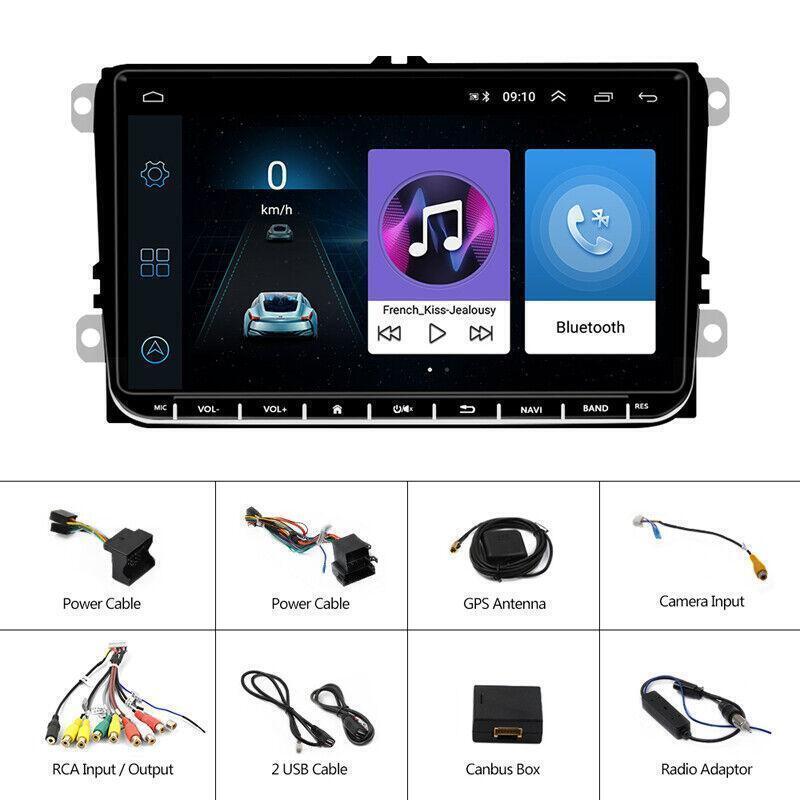Car Carplay 9inch 2DIN WiFi Radio Android 10.1 GPS Stereo Navigation MP5 1+16GB
