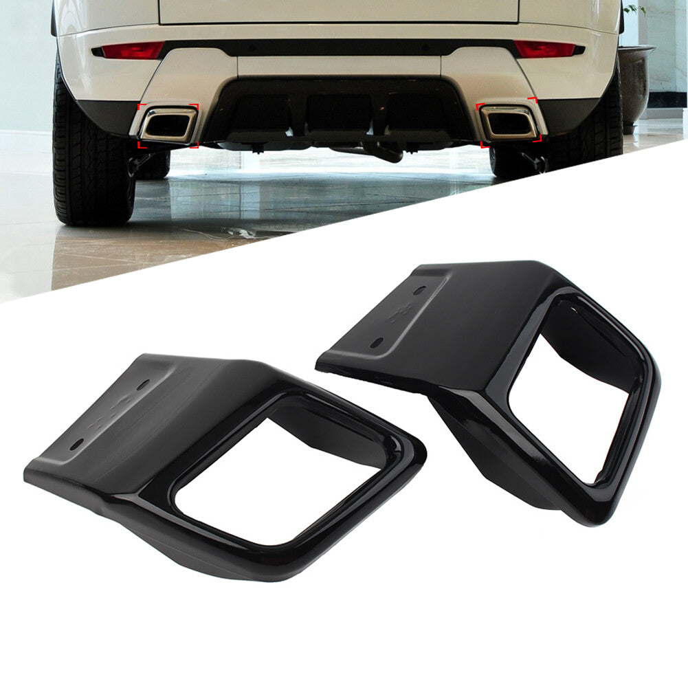 Pair Black Rear Bumper Exhaust Tube Trim for Land Rover for Range Rover Evoque 10-18