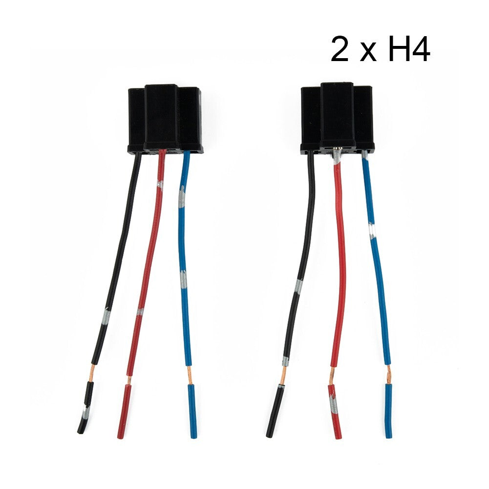 Multi-functional H4 3-pin headlight replacement and repair bulb socket (2x) suitable for 12V