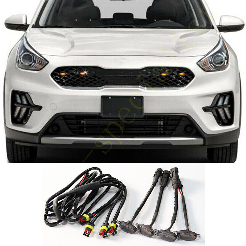 for Kia Niro 2014-2024 Style Grill Amber LED smoke Marker Light Kit