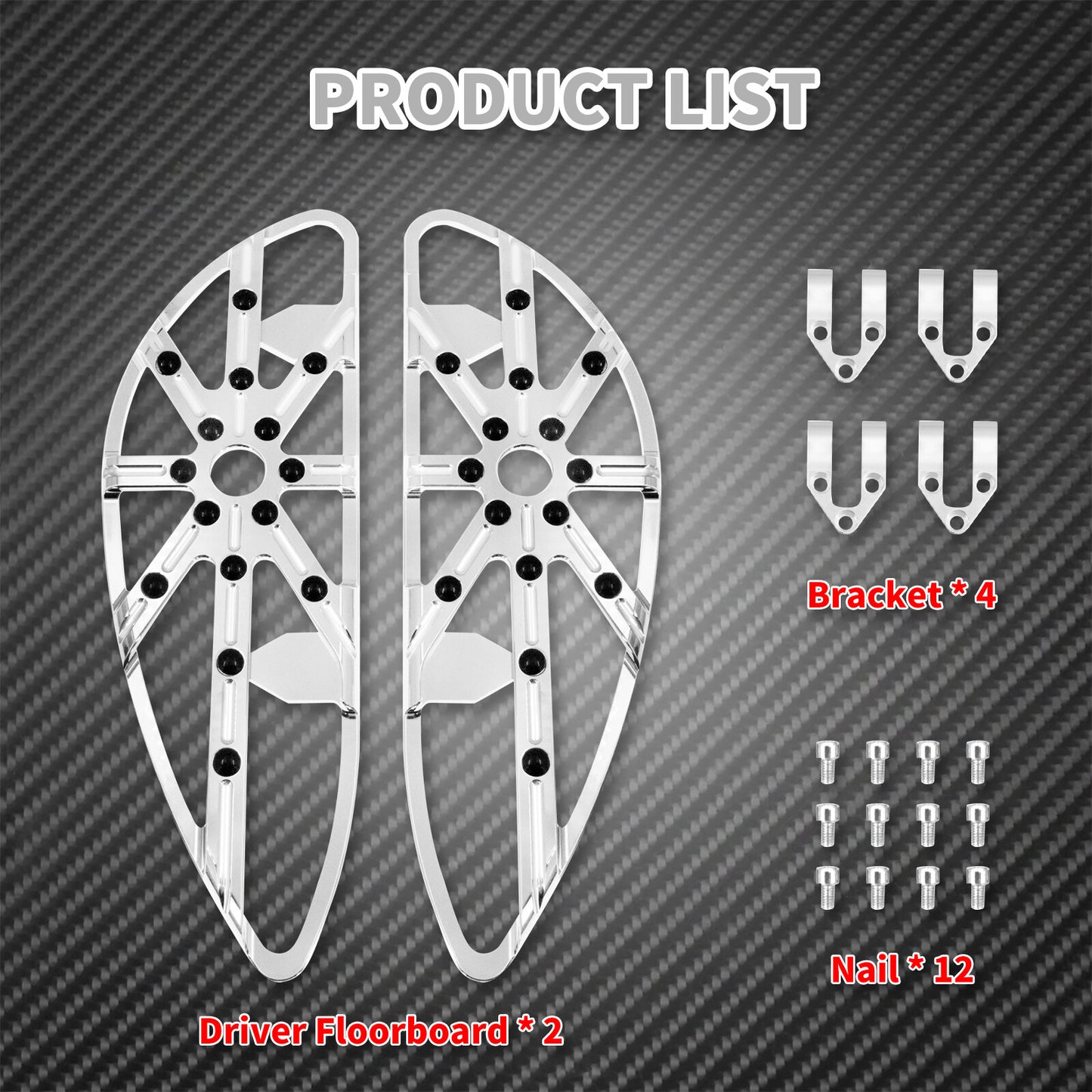 Chrome CNC Hollow Driver Floorboards Foot Peg Fit for Harley Touring 2022 Dyna