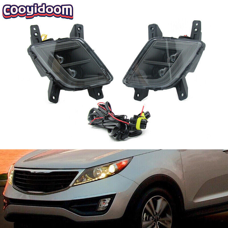 Suitable for Kia Sportage 2011 - 15 LED front daytime running lights (DRL) and fog lights (LHRH).