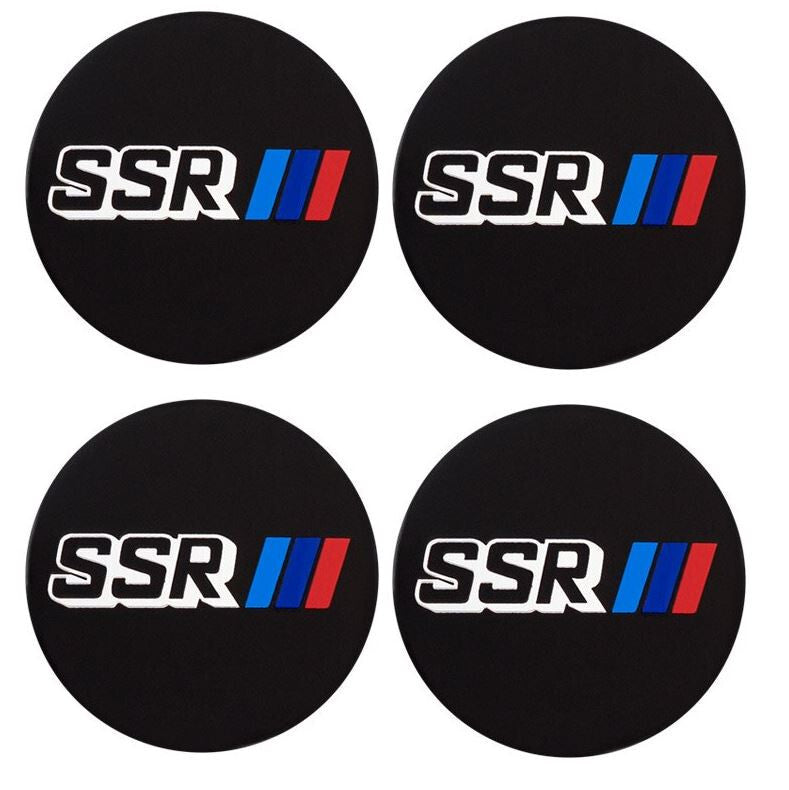 4-piece set of 68mm Enkei black wheel center hubcap badge decals