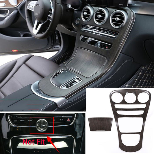 for Benz C GLC Class W205 X253 2020-22 Oak Grain Central Console Gear Panel Trim