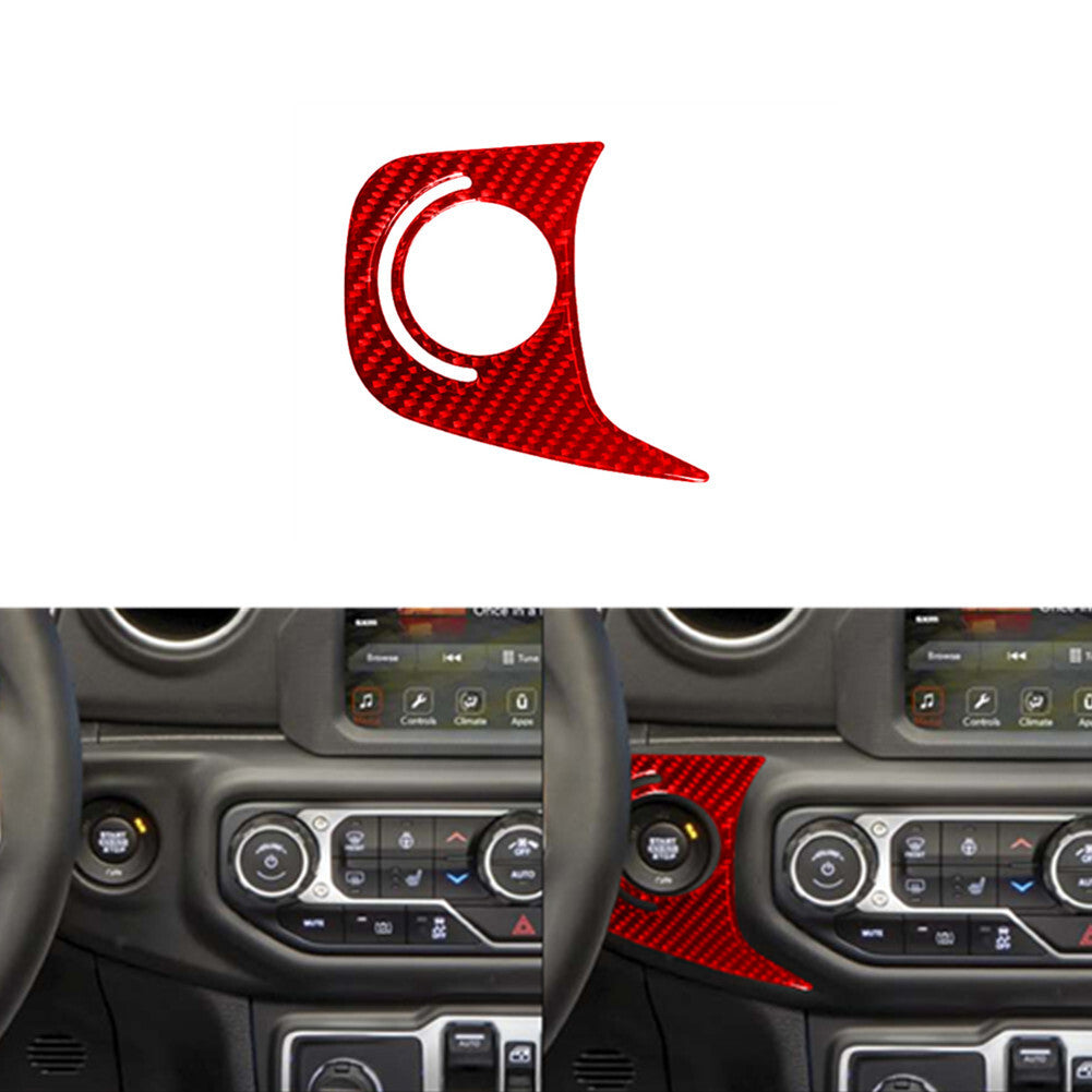 Red Carbon Fiber Ignition Control Trimming for Jeep for Wrangler JL 2018+Gladiator 2020+
