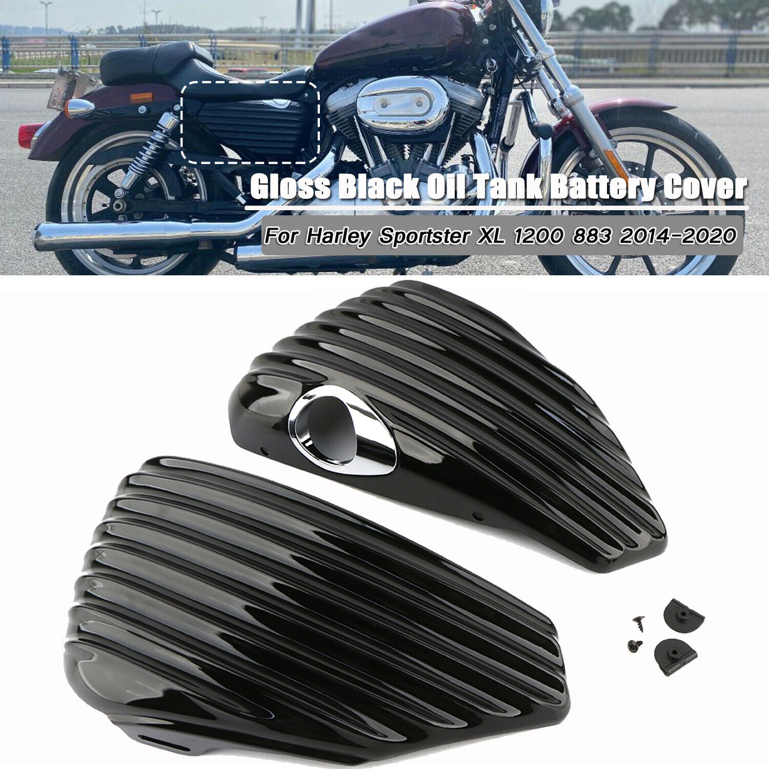 Side battery tank cap for Harley 2014-20 Sportster XL 1200 883 48 72 Black