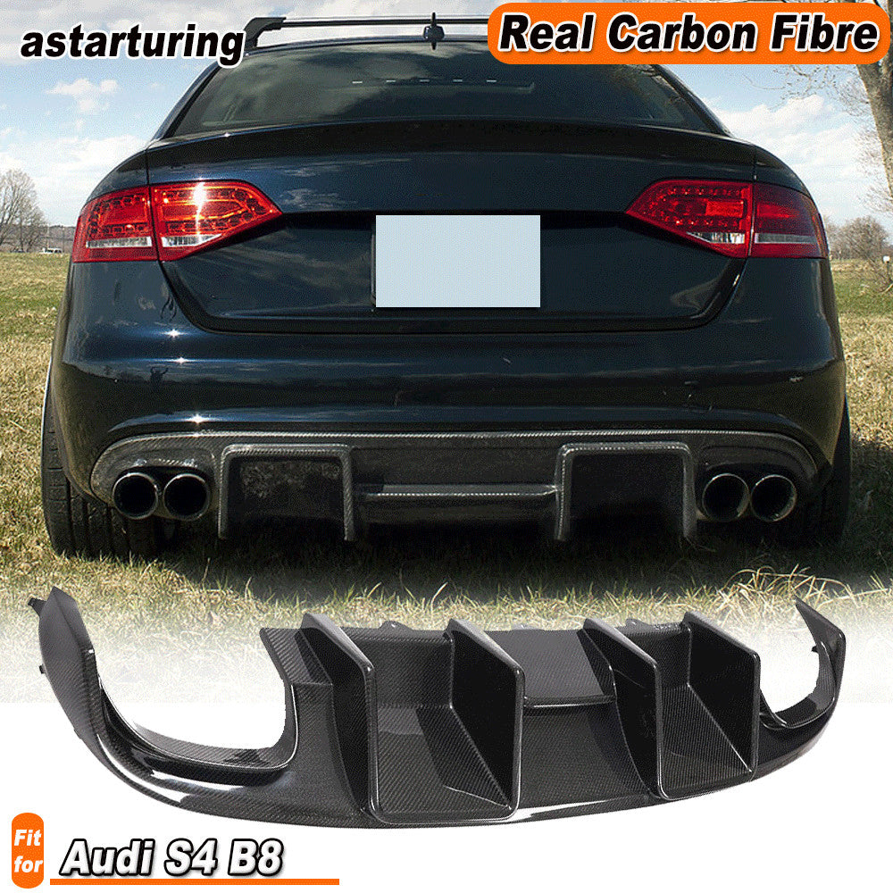 Fit for Audi S4 B8 Sedan 2008-2012 REAL Carbon Rear Bumper Diffuser Lip Spoiler