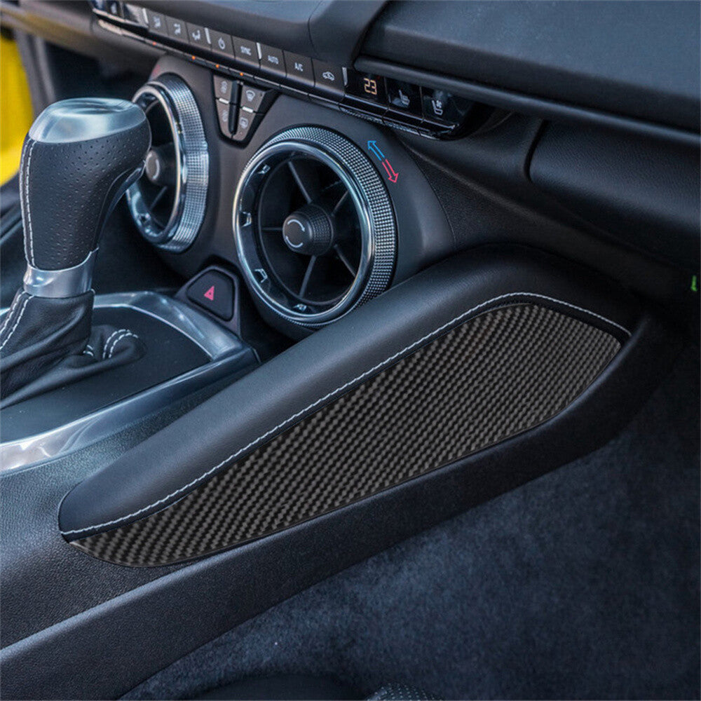 2¡ÁCarbon Fiber Central Gear Shift Side Panel Trim for Chevrolet Camaro 2016-2023