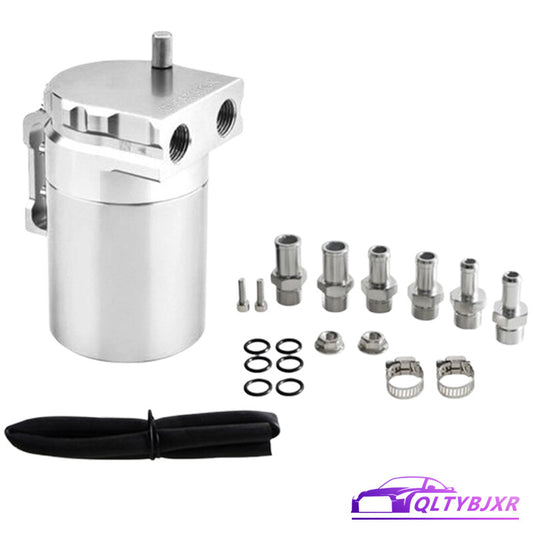 Oil Catch Can Tank Car Truck 300ml Aluminum Polish Baffled Reservoir Silver