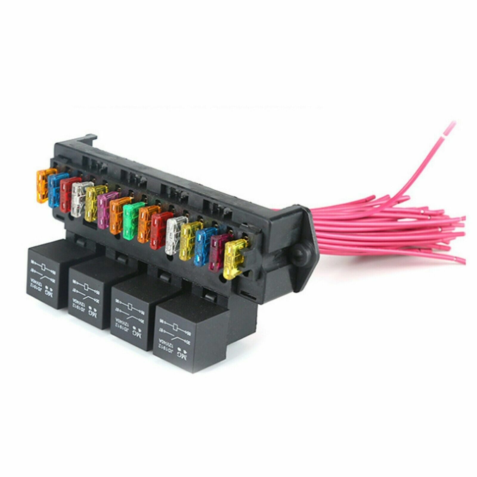 1 Automotive Car Boat 15-way Fuse Box Block Holder w/Relay Wiring Harness AT