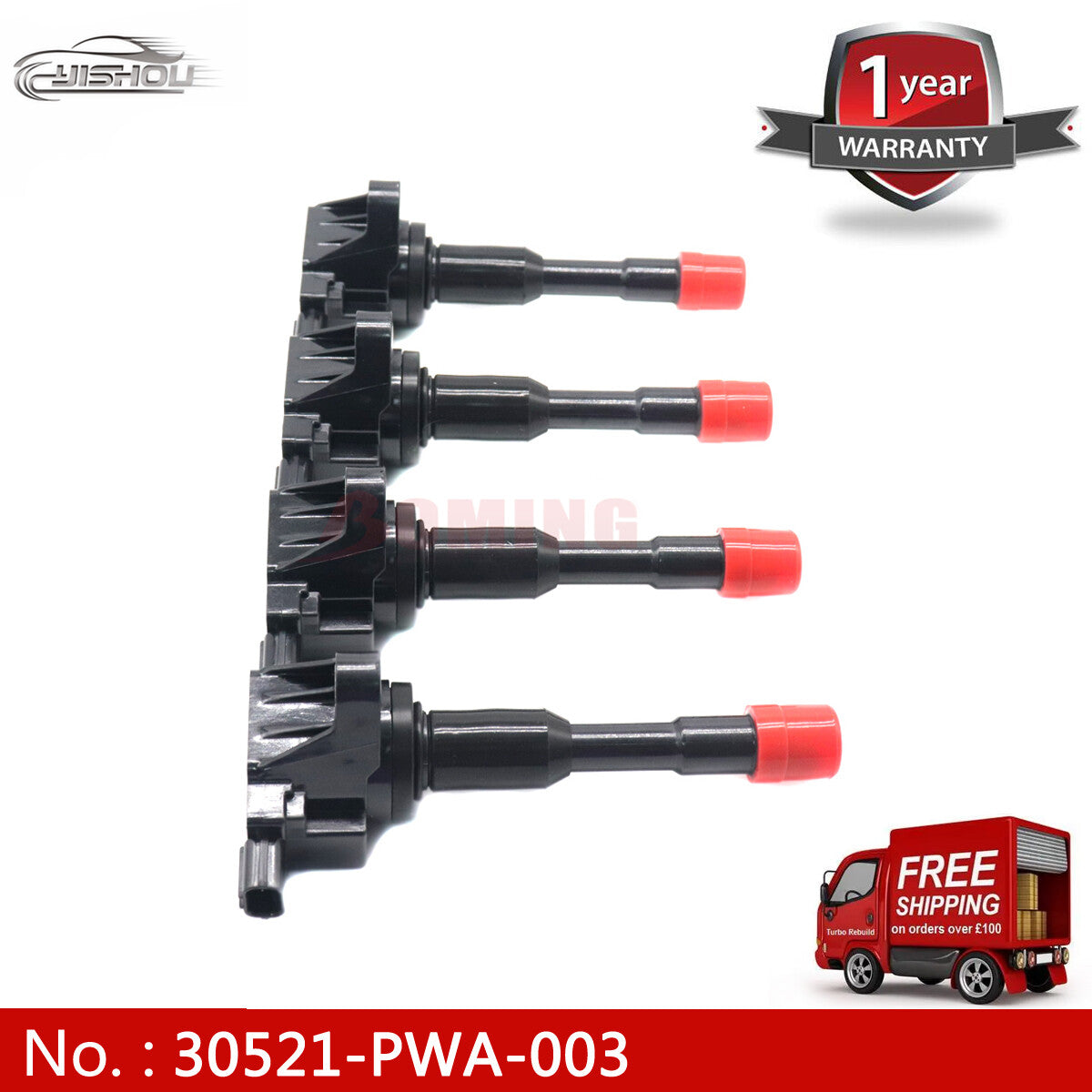 Four new rear ignition coils for Honda City for Civic UF374 CM11-108 (model 30521-PWA-003).