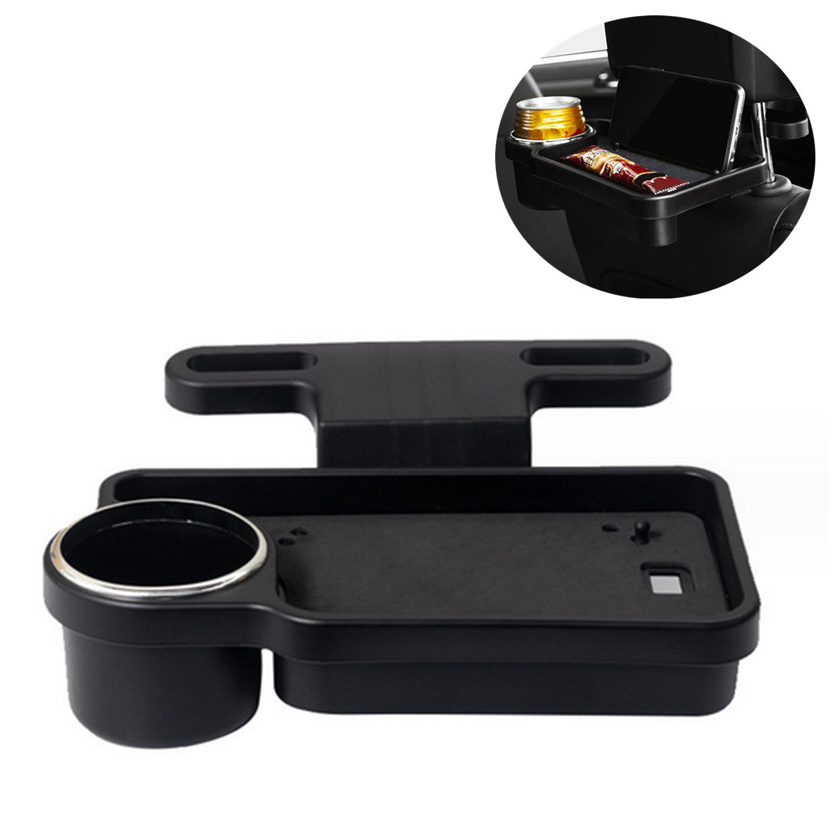 Car for Seat Back Organizer Storage Cup Holder Black ABS Tray Dining Table Foldable