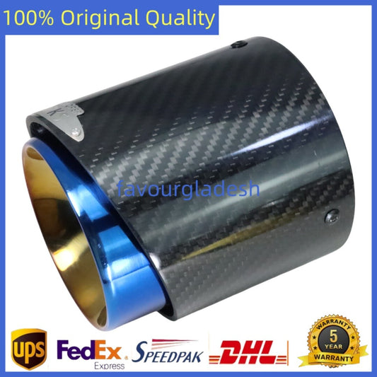 Blue Carbon Fiber Steel Exhaust Pipe Tail Muffler Tip For Cooper F54 F55 F56