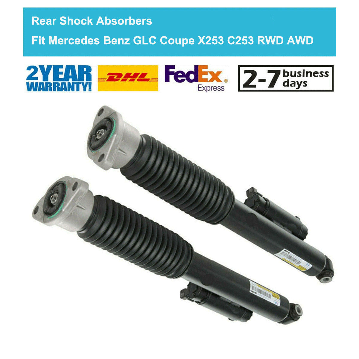 2PCS Rear Gas Pressure Shock Struts for Mercedes-Benz C253 X253 GLC 2016-2020
