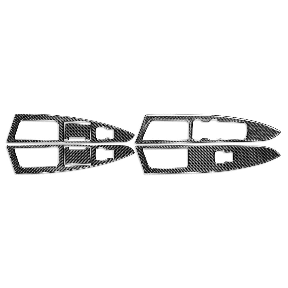 Window Lift Panel Switch Cover Trim Fit for Ford Mondeo 13-17 Carbon Fiber Black LHD