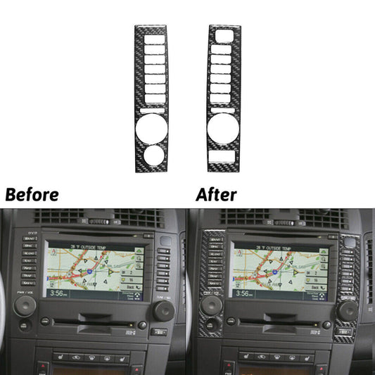 2Pcs Vehicle Carbon Fiber Navigation Panel Cover Trim for Cadillac CTS 2003-2007