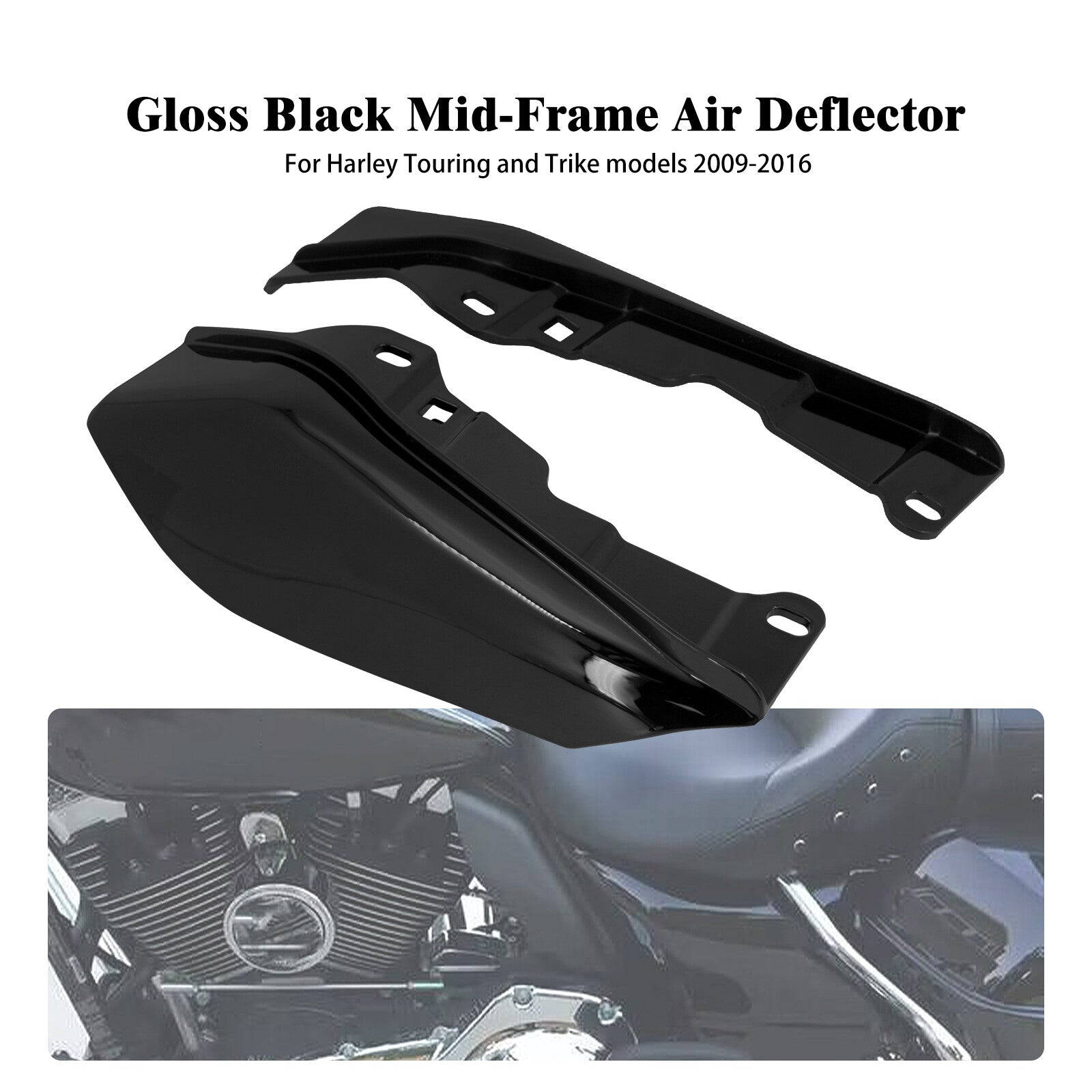 Black ABS Mid-Frame Air Deflector Heat Shield for Harley Street Road Glide 09-16