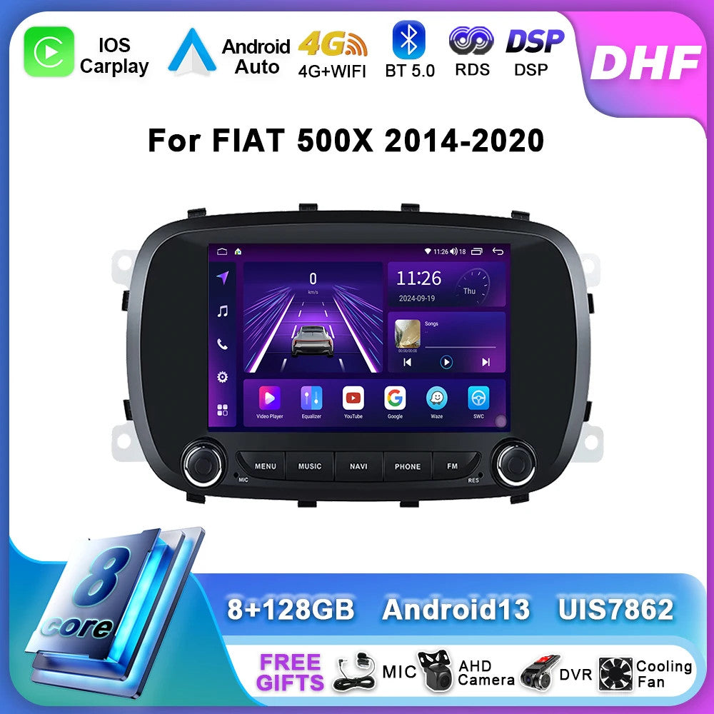 Android CarPlay Car Radio for FIAT 500X 2014-2020 Stereo GPS Video Player Screen