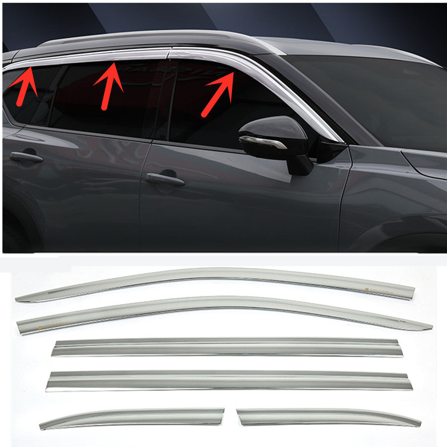 for Nissan Rogue 2021-2023 Chrome ABS Window Visor Vent Shades Sun Rain Guard 6x