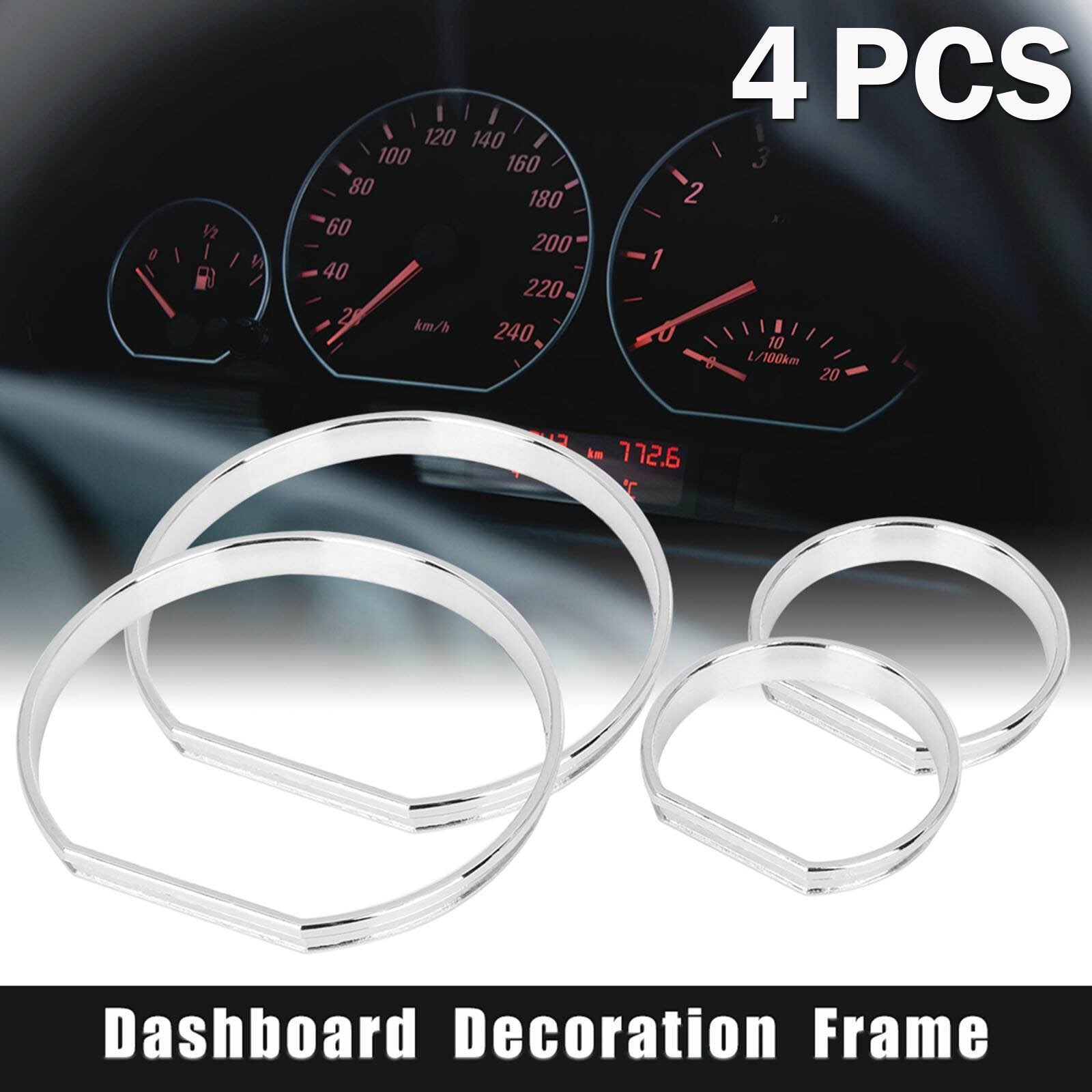 4x Chrome Alloy Instrument Panel Dial, Instrument Bezel Trim, Speedometer for BMW E46 1999-2006