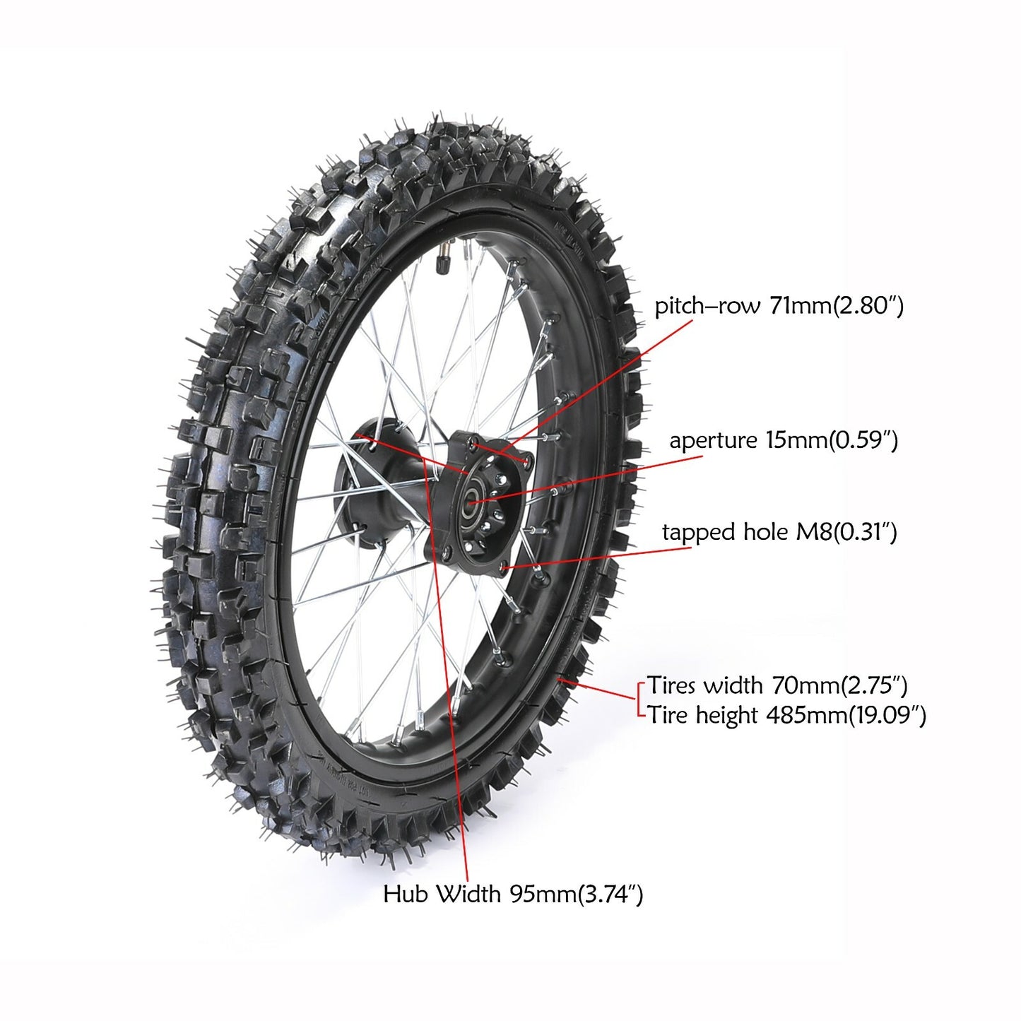 15mm 60/100-14 front tire, 1.4x14 rim for Taodao cooler 110/125 Pit bicycle