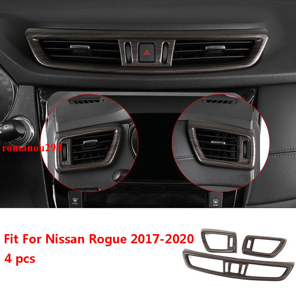 3P for Nissan Rogue 2017-2020 Wood Grain ABS Front Air Vent Outlet Cover Trim