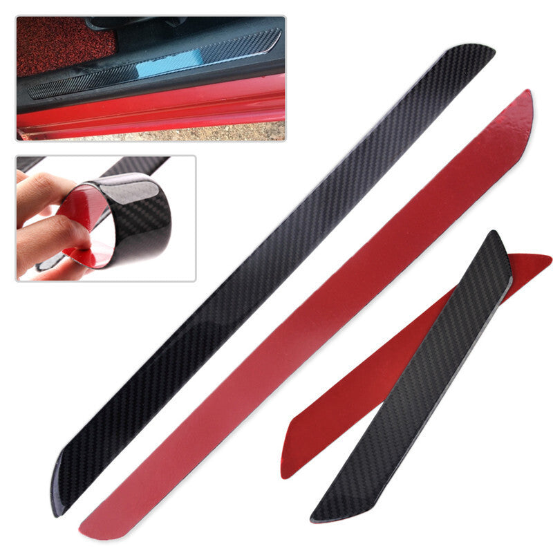 4x Car Carbon Fiber Door Step Sill Anti Scratch Cover Scuff Plates Welcome Pad