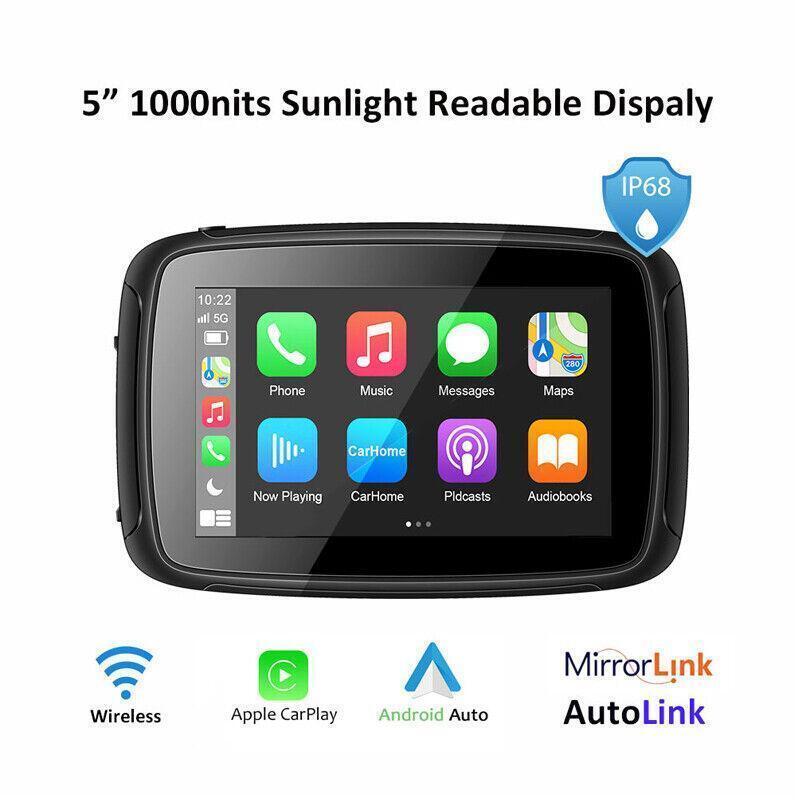 5 Touch Screen Motorcycle for Navigator with Wireless CarPlay Quad-core Waterproof