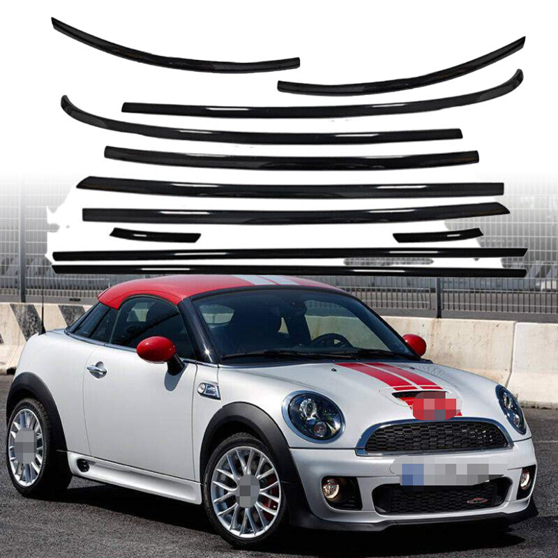 Gloss Black for MINI Cooper Coupe R58 2012-2015 Stainless Car Window Trim Strip