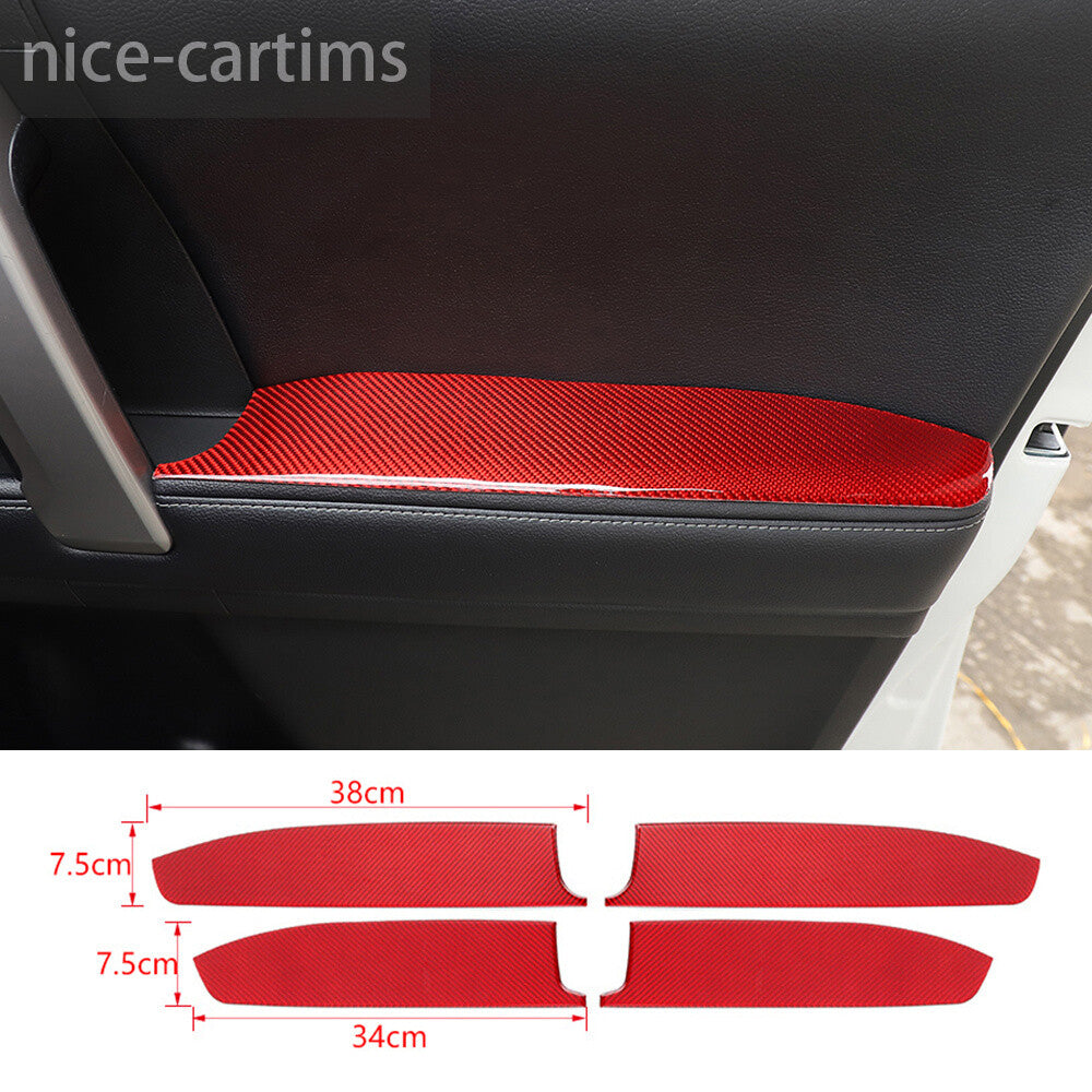 4¡ÁRed Carbon Fiber Door Armrest Panel Decorative Trim For Toyot@ 4Runner 2010-23