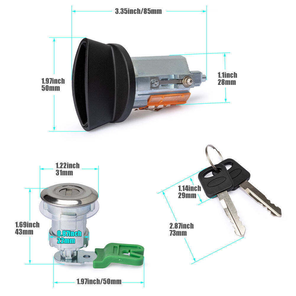 Keys and door locks compatible with for Ford E150, E250, Econoline, and Van E350, ALIKE CYLINDER 703369.