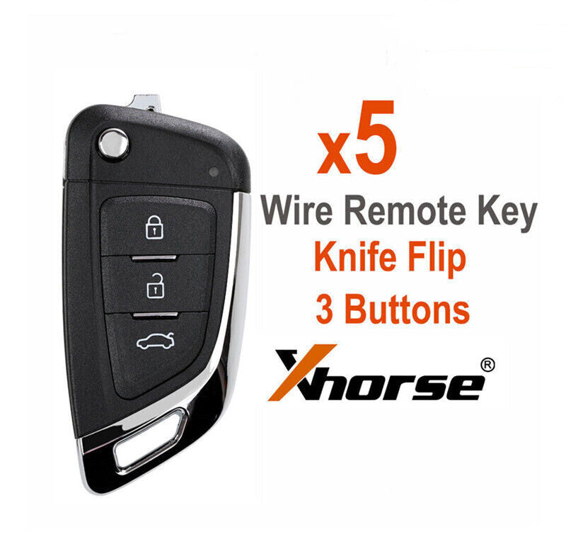 5¡Á XKKF03EN Wire Universal Remote Key 3 Buttons Flip For VVDI key Tool