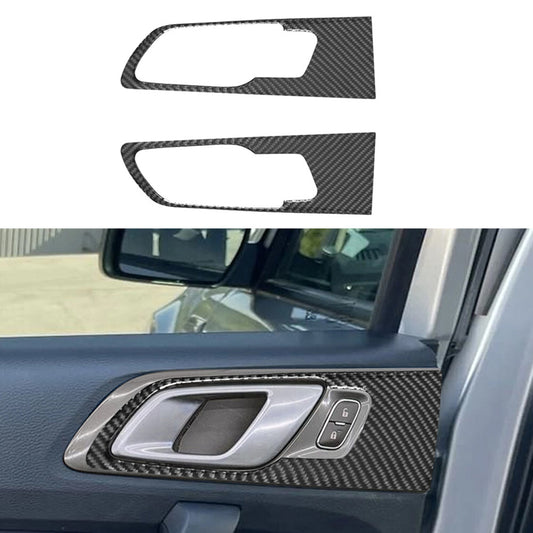 2X Carbon Fiber Rear Door Handle Frame Cover Trim for Ford Ranger 2019-2022
