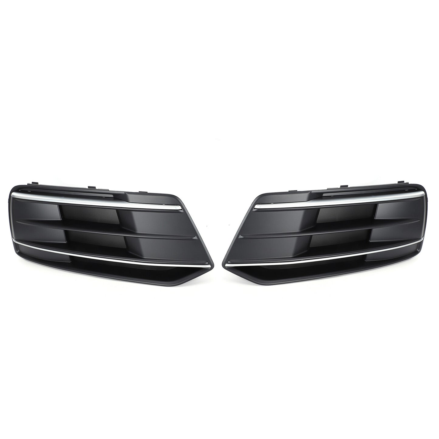 A pair of chrome trim pieces for the front bumper grille and fog light protectors are available for the for Audi Q5 SQ5 2018 - 2020.
