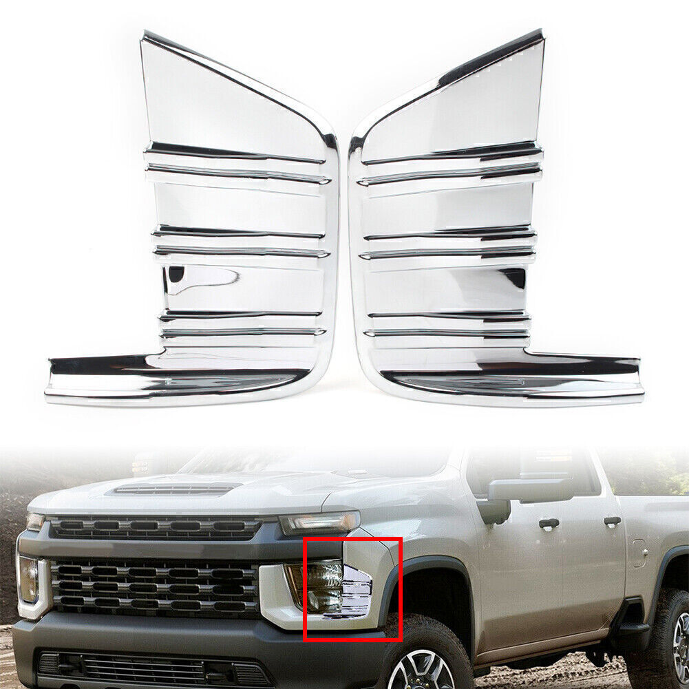 2-Piece Car Front Fog Light Cover Trim with ABS for Chevrolet Silverado 1500 2019-2020