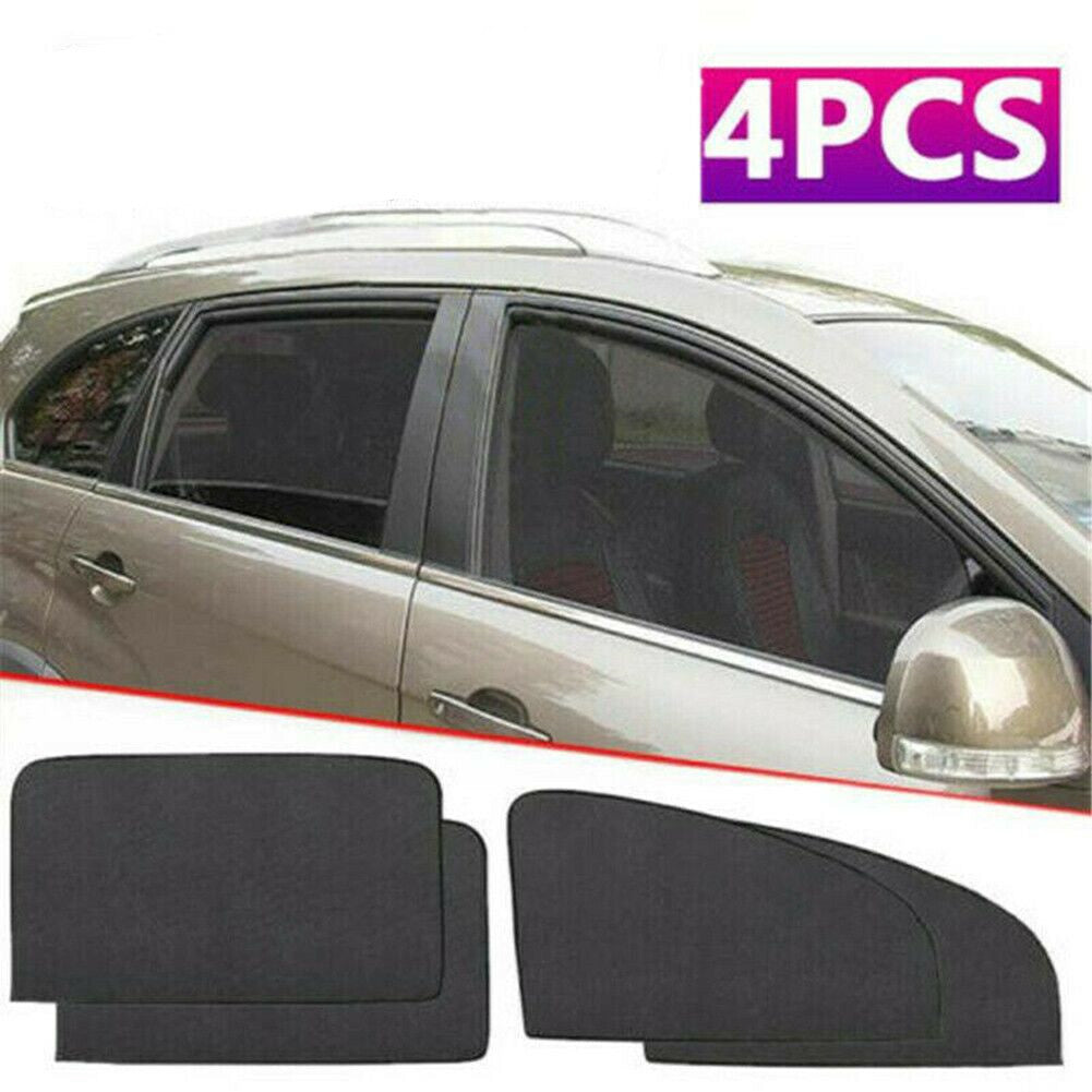 4PCS Car Front Rear Side Window Sunshade Sun Shade Cover Visor Mesh Shield Black